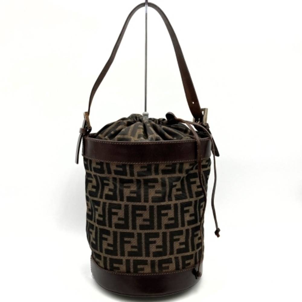 Fendi Zucca Round Bottom Drawstring Shoulder Bag … - image 1